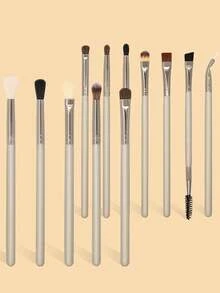 SEPROFE 12 Piece Makeup Brush Set, Professional Eye Makeup Brushes, Features Brushes For Eyeshadow, Eyeliner, Eyebrow, Lash And Concealer Application, Ultra Soft Fibers For Natural Three Dimensional Finish, Premium Wooden Handles - Champagne - View 2