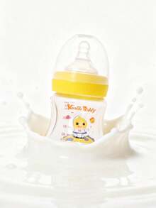 1pc Cartoon Pattern Wide Neck Baby Bottle, PPSU Material, Temperature Resistant -20°C To 180°C, High Temperature Sterilizable, 140ml Capacity, Liquid Silicone Nipple, Lightweight, Shock-Resistant, Durable - Multicolor - View 2