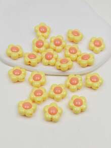 20pcs Sweet Cute Colorful Flower Beads DIY Jewelry Making And Decoration Beads For Phone Chain, Keychain, Necklace - Solid Color Floral - View 9