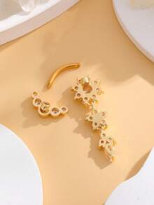 1pc Gold Rhinestone Flower Star Water Drop Tassel Pendant Belly Button Piercing Jewelry, Fashion Long Dangle Style For Women - Silver - View 4
