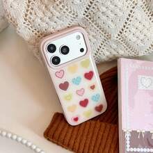 GUCADI Colorful Gradient Heart Phone Case For 17 Pro Max, Compatible With 15, 18, 13, Korean Style, Suitable For Huawei, Suitable For Girls, Creative Geometric, Korean Style, Minimalist Style, Color Block Style, Niche, Ins Style - Pink - View 6