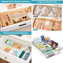 25Pcs Draw Organiser Plastic Box Desk Drawer Fridge Trays Makeup Storage Divider - GB113 - View 2