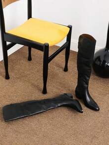 Women's Tall Over-The-Knee Boots, Thick Sole Suede High Shaft Boots For Autumn/Winter, Wide Calf - Black - View 10