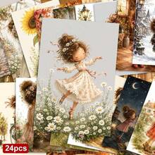 24pcs+1 Red Envelope Set Playful Seasonal Postcard Set, Featuring Charming Girl Illustrations And Warm Greetings, Suitable For Friends And Family, Daily Use, Vintage Aesthetic Stationery - Sets - View 11
