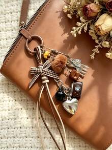 DIY Maillard Style Vintage Camera Pom Pom Keychain Pendant Bow Bag Charm, INS Style Phone Charm, Suitable As Gift For Friends, Family, Classmates - Multicolor - View 6