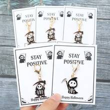 5/10pcs Spooky Cute Grim Reaper Keychain - Gothic Sarcastic Bag Charm, Stay Positive Halloween Gift For Friends Family Coworker20240910 - Multicolor - View 1
