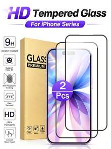 2Pcs HD Tempered Glass Screen Protector, Compatible With IPhone 18 Pro,18 Pro Max,17, 17 Pro, 17 Pro Max, 17 Air, 16, 16 Plus, 16 Pro, 16 Pro Max, 15, 14, 13, 12, 11 Pro Max, X, XS, XR, Mini, 14 Plus, 14, 15 Pro Max And Other Models.9H Hardness, Easy Installation. - Clear - View 1