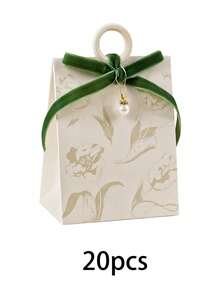 20pcs/40pcs Wedding Forest Style Velvet Ribbon Small Gift Boxes, Holiday Party Birthday Floral Handheld Boxes + Small Pearl Pendant - A - View 9