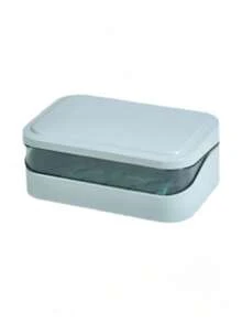 1pc Color-Matched Patchwork Double-Layer Flip-Top Soap Box, Minimalist Travel Soap Box With Lid, Creative Soap Tray With Drainage System Transparent Storage Box, Suitable For Bathroom And Travel, No Drilling Required (Box Included) - A - View 13