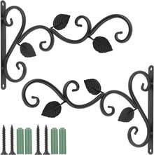 Plant Holder Wall Mount 2-Pack 30*19 Cm Black Metal, Lantern-Design Hanging Basket Bracket, Versatile Wall Hook For Flower Pots, Hanging Plants, Wind Chimes For Garden Terrace Balcony - 2pcs - View 7