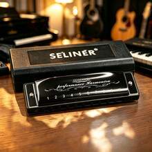 SELINER Selinger Blues Harmonica C Key 10 Hole - Copper Plate Reed Full Scale Harmonica C Key Beginner Professional Metal Gift - Black - View 7