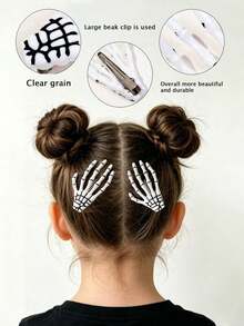 2pcs Kids Hair Accessories Halloween Hair Clips-Fun Design Side Clips,Suitable For Party, Holiday Decoration Hair Clips,Perfect For Top Hair Styling - Multicolor - View 4