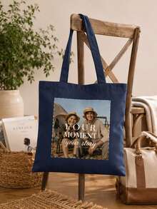 Personalized Custom Tote Bag And Clutch, Provide Your Image, Reusable Shopping Bag, Large Capacity Foldable Bag, Suitable For Daily Shopping - Multicolor - View 5
