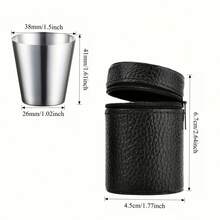 21 Pcs/ 3 Set Stainless Steel Shot Glasses Set With Leather Case, Small Cups For Hip Flask, Reusable Metal Cups For Wedding Party Carnival, Smooth Edge & Easy To Carry - View 2
