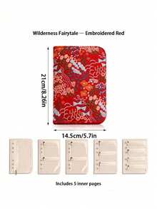 Book-Style Embroidered Jewelry Organizer Bag 5 Loose-Leaf Partitioned Storage Ring Earring Necklace Anti-Tangle Portable Organizer Pouch - Multicolor - View 13