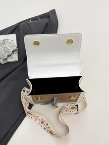 Minimalist Fashion Flap Mini Square Bag - Blue - View 6
