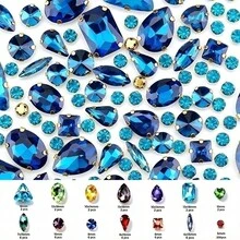 250pcs/Pack, Assorted Shapes, Multi-Color Rhinestones, Colorful Hand-Sewn Crystals, Gold Claw, Clothing, Apparel, Shoes, Hats, Bags DIY Materials, Accessories - Assorted Shapes Gold Claw 250pcs - View 21