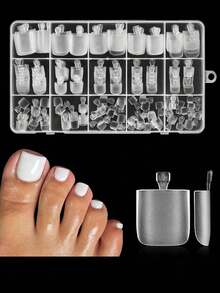 Square Toe Nail Stickers, Full Coverage Press-On Acrylic Fake Toe Nail Extensions, Suitable For DIY Nail Salon, Can Be Used As Mother's Day Gift - Clear - View 1