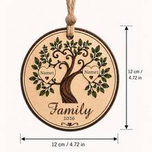 Ornamen Pohon Keluarga Bulat Kustom, Dekorasi Gantung Pohon Natal yang Dipersonalisasi, Aksen Dinding Liburan Bergaya Pedesaan, Kenang-kenangan Keluarga dengan 2-6 Nama yang Dapat Disesuaikan, Ornamen Natal 2026 yang Dapat Disesuaikan, Dekorasi Rumah Meriah, Hadiah yang Mengharukan untuk Keluarga & Teman - Gaya B - View 2