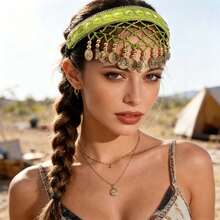 Mesh Coin Pendant Headband, Exotic Style Music Festival Theme Party Performance Hair Accessory, Multiple Colors Available - Multicolor - View 5