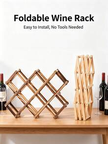 1PC Solid Wood Folding Wine Rack Decor, Small Home Wine Holder, Modern Minimalist Desktop Wine Display Stand, Expandable Rhombus Wine Grid Storage Rack, Living Room Bar Counter Wine Cabinet Organizer, Creative Wine Bottle Display Rack, Multiple Sizes Available, Space-Saving Simple Wine Storage Rack, Home Dining Table Wine Table Decoration Display Stand - View 6