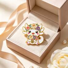 Floral Axolotl Enamel Pin, Cartoon Flower Salamander Lapel Pin, Decorative Brooch For Backpack Clothes Hat, Cute Accessory Gift For Women Girls - Multicolor - View 8