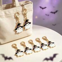 10pcs Witch Hat Ghost Keychain Pendants, White And Black Keychains Suitable For Halloween Pranks, Also As Gifts For Graduation, Birthday, Thanksgiving, Halloween And Christmas, Fun And Practical To Give - White - View 6