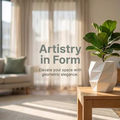 Pot de fleurs géométrique en losange, pot de fleurs décoratif blanc mat, grand conteneur de plantes intérieur/extérieur, convient pour les succulentes et les plantes feuillues d'intérieur