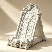 1pc Halloween Gothic Skull Phone Stand, Dark Gothic Style Desktop Phone Holder With Storage And Organizer Function, Black Decorative Design Suitable For Desk, Bedside Table, Shelf, Home Office Desktop Decoration, Perfect For Gothic Style Lovers, Essential Halloween Gift, Halloween Home Decor Ornament, Halloween Decoration / Halloween / Halloween Home Decor - one-size - View 2