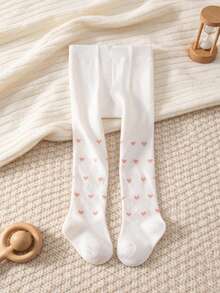 4/1pc/Pack Baby Girls Heart Jacquard Tights, Spring/Autumn Large PP Crotch Infant Leggings, Multi-Color Versatile Toddler Tights - Multicolor - View 18
