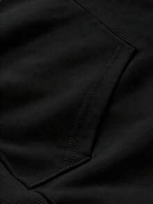 Women's Loose Fit Hoodie, Personalized Slogan Print, Y2K Style - Black - View 6