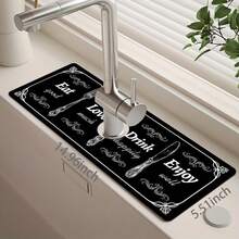 1pc Sink Faucet Water Absorbent Mat, Drainage Mat, Suitable For Kitchen, Bathroom Sink, Countertop, Drainage Mat, Diatomaceous Earth Material, Cuttable, Quick Drying Mat - Multicolor - View 11