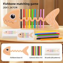 Fish Bone Color Matching Educational Peg Toy, Toddler Color Recognition Logic Sorting Desktop Game, Double-Sided Multi-Difficulty Task Cards, Educational Early Learning Teaching Aid, Develop Fine Motor Grasping Skills, Improve Observation And Concentration, Parent-Child Interactive Fun Challenge, Durable Drop-Resistant Plastic, Children's Educational Play Gift - Multicolor - View 15