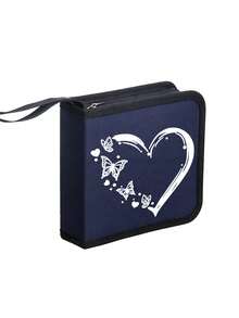 Heart Print CD/DVD Case, Portable CD/DVD Storage Binder Bag With Heart Pattern - Durable Zippered Disc Storage Bag With Soft Lining, Reinforced Stitching And Label Window; Multi-Purpose Media Storage Bag For Car, Home And Travel - Multicolor - View 15