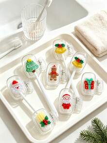 聖誕風格牙刷蓋 牙刷保護套 卡通防塵牙刷帽 聖誕老人、聖誕樹、薑餅人設計 便攜透明牙刷頭蓋 防潮防塵 居家旅行洗漱用品保護 學生出差必備 熱門浴室用品 聖誕節氣氛實用小禮物 - 彩色 - 查看 4
