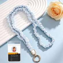 Scrunchie Fabric Neck Lanyard , Teacher Lanyard With Clear ID Badge Card Holder, Leopard Checkerboard Print Solid Color Neck Strap For Work ID Card Ke - Multicolor - View 21