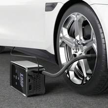 Portable Car Tire Inflator Pump, Rechargeable Electric Air Compressor With Digital Pressure Gauge And LED Light, Fast Inflation For Car, Motorcycle, Bicycle And Sports Balls, 11.1V/DC12V 1300mAh - Black - View 4
