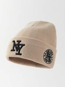 1件中性時尚字母NY刺繡針織帽，適合秋冬日常保暖與旅行穿搭 - NY - 查看 13