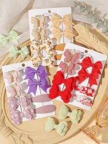 8pcs Multi-Style Hair Clip Set, Ditsy Floral Daily Photo Hair Clips, Multiple Colors Available - Mixed color - View 3