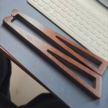 1pc Solid Wood Laptop Stand, Ergonomic Tilted Wooden Laptop Riser, Heat Dissipation Desktop Stand, Suitable For Home Office Workspace, Compatible With Multiple Laptop Models, Adjustable Height Desktop Accessory - Khaki - View 4