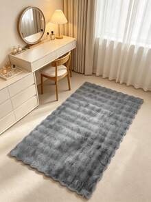 1pc Soft & Fluffy Solid Gray Faux Fur Rug, Plush Comfortable Carpet, Minimalist & Elegant, Suitable For Sofa Cushion, Chair Seat, Bedroom Bedside, Indoor Living Room & Bedroom Home Decor, Best Winter Home Decor Carpet For Living Room, Bedroom, Bedside, Sofa, Closet Kitchen Rug - Grey - View 5
