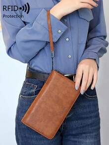 FOREVER MIYIN Women's RFID Blocking Zip Around Long Wallet, Vintage Purse With Wrist Strap And Pen Slot, ID Window, Coin Pocket, Multi Card Slots For Daily Use - Multicolor - View 6