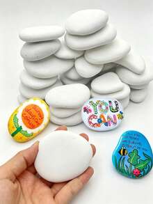 Medium Smooth White Painting Stones - Flat And Hand-Selected, Suitable For Crafts, Art, Decoration - No Chemicals, Smooth Surface For Even Effect, Ideal For Beginners And Handmade Projects, Craft Supplies, Art Projects, Decorative Stones - Multiple Styles - View 6