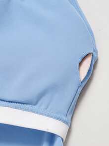 KyrLssu Women Halter Crop Top & Side Stripe Wide‑Leg Pants 2‑Piece Set, High Waist Stretch Yoga Matching Outfit For Workout Daily - Blue - View 7