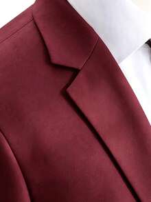 Men's Business Casual Commuter Lapel Single-Breasted Blazer Jacket - Burgundy - View 3