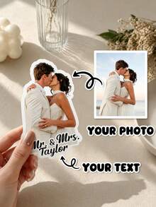 Custom Couple Photo Sticker, Personalized Mr & Mrs Wedding Stickers, Custom Cutout Portrait Stickers, Wedding Favors, Envelope Seal Stickers - Multicolor - View 2