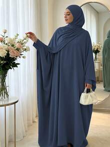1 buah Gaun Muslim Lengan Kelelawar Warna Polos, Pakaian Sholat & Luar Ruangan yang Konservatif, Abaya Klasik Serbaguna untuk Pakaian Sehari-hari Wanita, Cocok untuk Semua Musim - MultiWarna - View 8