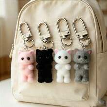 1/2/4/6/8Pcs Flocked Cat Keychains, Optional Set Combinations, Resin Kitten Doll Pendants With Metal Swivel Carabiners, Fit For Backpacks, Handbags & Desk Ornaments, All‑Season Accessories, Premium Gifts For Christmas, Easter And Birthdays - B - View 2
