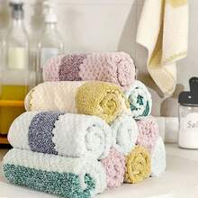 5/1 buah Handuk Dapur Motif Bunga, Handuk Dapur Motif Bunga Segar, Handuk Tangan Tebal dan Menyerap, Kain Dapur Tahan Minyak Motif Bunga, Cocok untuk Dapur, Kamar Mandi, Kaca dan Pembersihan Mobil - Handuk Super Menyerap Cepat Kering dan Dapat Digunakan Kembali, Handuk Persegi Lembut - Bulu domba dua sisi - View 6