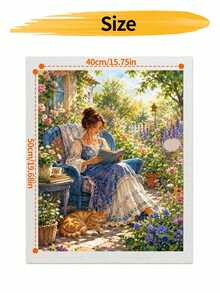 DIY Beautiful Lady Reading In Garden With Cat (Frameless Or Framed 8x12 / 16x20 Inches) Paint By Numbers Kit(Acrylic) Arts & Crafts For Adult Beginners, Home Wall Decor, And Holiday Gifts For Art Lovers - Sets - View 9